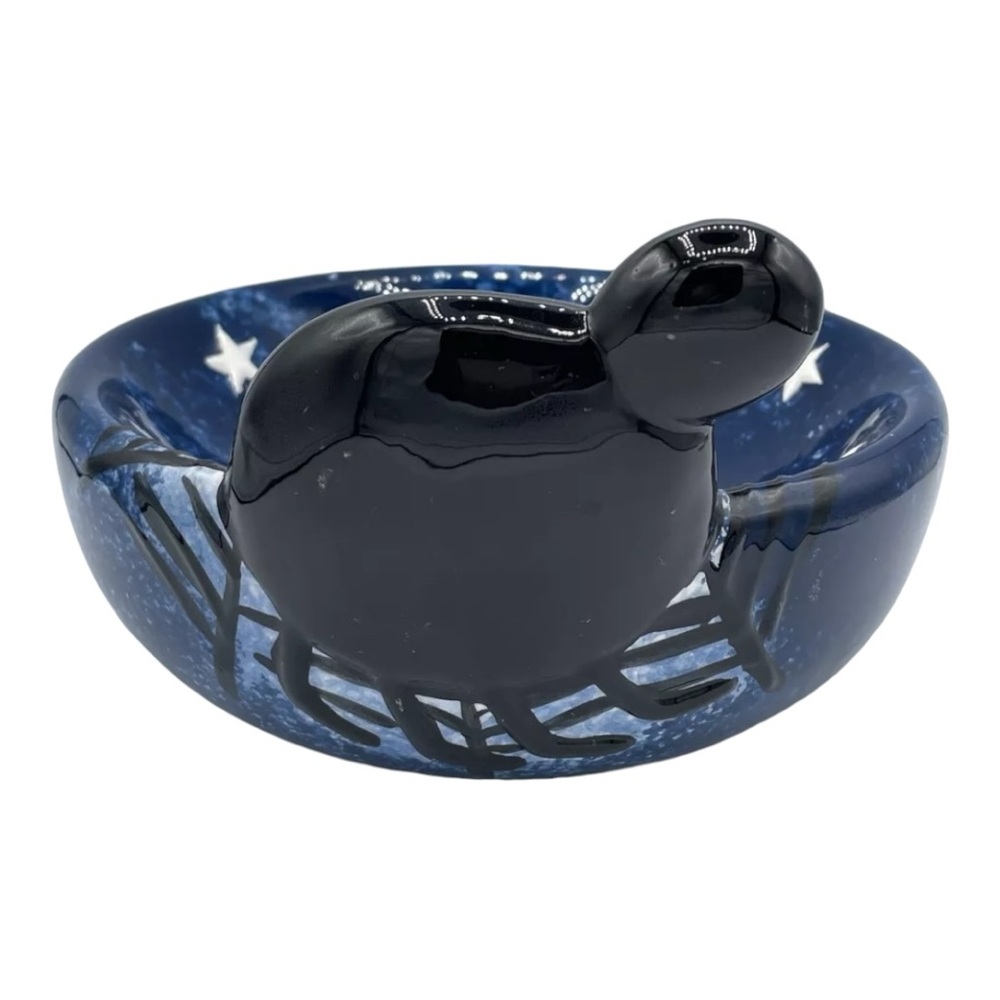 Super Cute & Whimsical Halloween Ceramic 7" Candy Dish Bowl Spider w/Web & Stars - Picture 5 of 6